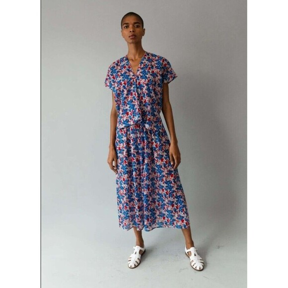 Caron Callahan Dresses & Skirts - CARON CALLAHAN Selma Maxi Dress Floral Short Sleeve Cotton Voile Posy Small